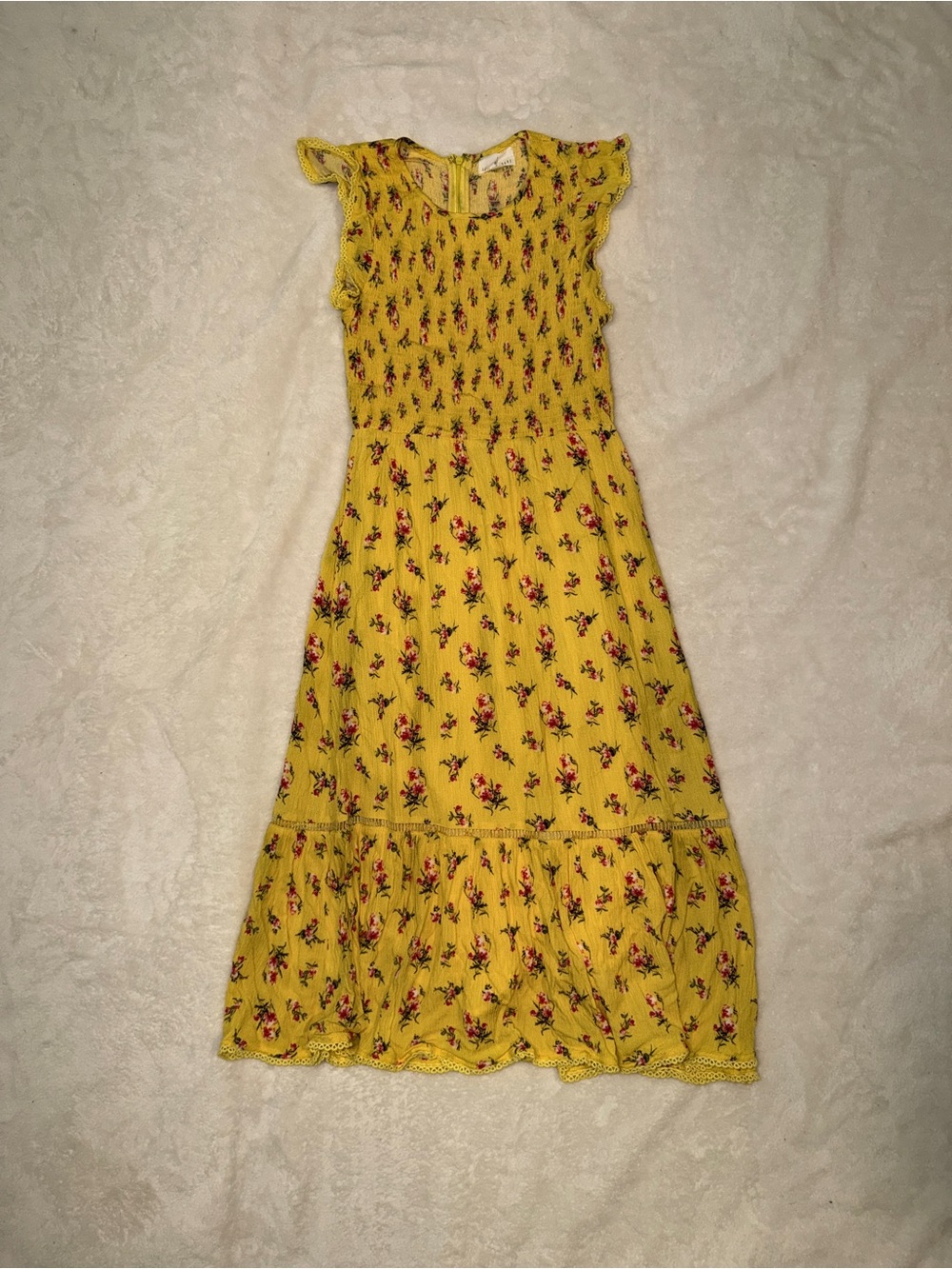 Lost + Wander Yellow Floral Smocked Tube Top Dress